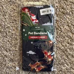 NIB Little Sleepies Pet Bandana, Medium/Large, Santa’s Sleigh
